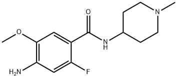 Benzamide, 4-amino-2-fluoro-5-methoxy-N-(1-methyl-4-piperidinyl)- Struktur