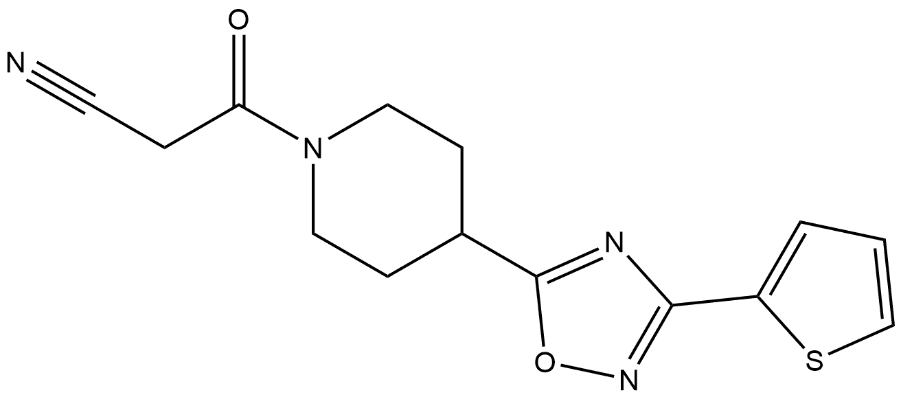 1-Piperidinepropanenitrile, β-oxo-4-[3-(2-thienyl)-1,2,4-oxadiazol-5-yl]- Struktur