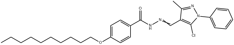 N-[(E)-(5-chloro-3-methyl-1-phenylpyrazol-4-yl)methylideneamino]-4-decoxybenzamide Struktur