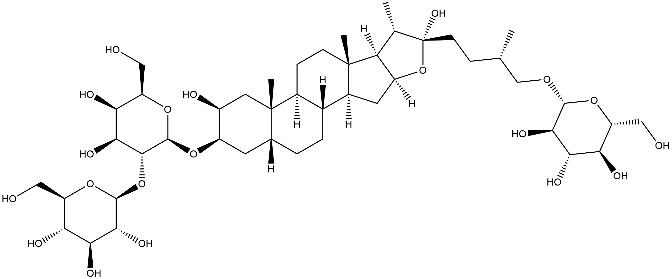 β-D-Galactopyranoside, (2β,3β,5β,22α,25S)-26-(β-D-glucopyranosyloxy)-2,22-dihydroxyfurostan-3-yl 2-O-β-D-glucopyranosyl- Struktur