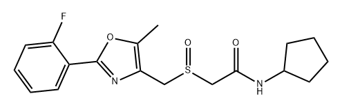 Acetamide, N-cyclopentyl-2-[[[2-(2-fluorophenyl)-5-methyl-4-oxazolyl]methyl]sulfinyl]- Struktur