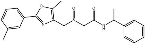 Acetamide, 2-[[[5-methyl-2-(3-methylphenyl)-4-oxazolyl]methyl]sulfinyl]-N-(1-phenylethyl)- Struktur