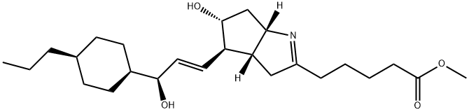 (3aR)-3,3aβ,4,5,6,6aβ-Hexahydro-5α-hydroxy-4β-[(1E,3S)-3-hydroxy-3-(4α-propylcyclohexan-1α-yl)-1-propenyl]cyclopenta[b]pyrrole-2-pentanoic acid methyl ester Struktur