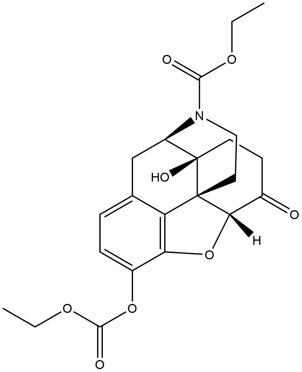 Morphinan-17-carboxylic acid, 4,5-epoxy-3-[(ethoxycarbonyl)oxy]-14-hydroxy-6-oxo-, ethyl ester, (5α)- Struktur