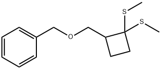 Benzene, [[[2,2-bis(methylthio)cyclobutyl]methoxy]methyl]- Struktur