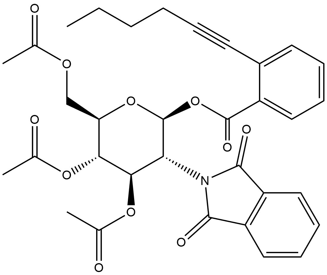 3,4,6-Tri-O-acetyl-2-desoxy-2-N-phthaloyl-D-glucosaminepyranosyl ortho-hexynylbenzoate Struktur