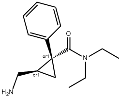 Cyclopropanecarboxamide, 2-(aminomethyl)-N,N-diethyl-1-phenyl-, (1R,2R)-rel- Struktur