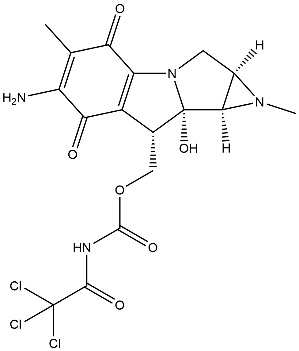 Carbamic acid, (trichloroacetyl)-, (6-amino-1,1a,2,4,7,8,8a,8b-octahydro-8a-hydroxy-1,5-dimethyl-4,7-dioxoazirino[2'.3':3,4]pyrrolo[1,2-a]indol-8-yl)methyl ester, [1aS-(1aα,8α,8aα,8bα)]- (9CI)