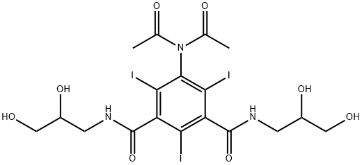 1,3-Benzenedicarboxamide, 5-(diacetylamino)-N1,N3-bis(2,3-dihydroxypropyl)-2,4,6-triiodo- Struktur