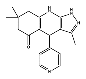 5H-Pyrazolo[3,4-b]quinolin-5-one, 1,4,6,7,8,9-hexahydro-3,7,7-trimethyl-4-(4-pyridinyl)- Struktur