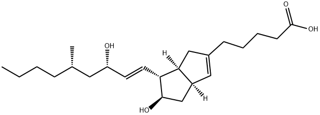 2-Pentalenepentanoic acid, 1,3a,4,5,6,6a-hexahydro-5-hydroxy-6-[(1E,3S,5S)-3-hydroxy-5-methyl-1-nonen-1-yl]-, (3aS,5R,6R,6aS)- Struktur