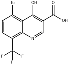 5-Bromo-4-hydroxy-8-(trifluoromethyl)quinoline-3-carboxylic acid Struktur