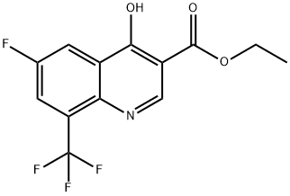 Ethyl 6-fluoro-4-hydroxy-8-(trifluoromethyl)quinoline-3-carboxylate Struktur