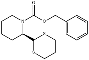 1-Piperidinecarboxylic acid, 2-(1,3-dithian-2-yl)-, phenylmethyl ester, (2R)- Struktur