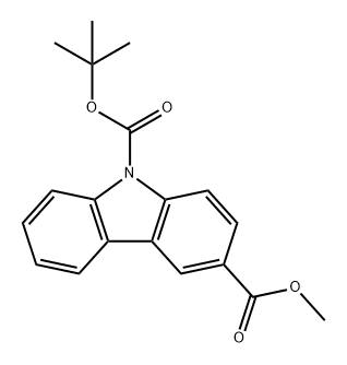 9H-Carbazole-3,9-dicarboxylic acid, 9-(1,1-dimethylethyl) 3-methyl ester Struktur