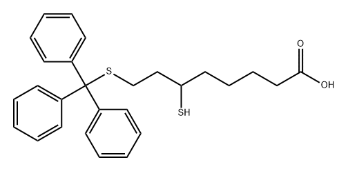 Octanoic acid, 6-mercapto-8-[(triphenylmethyl)thio]- Struktur