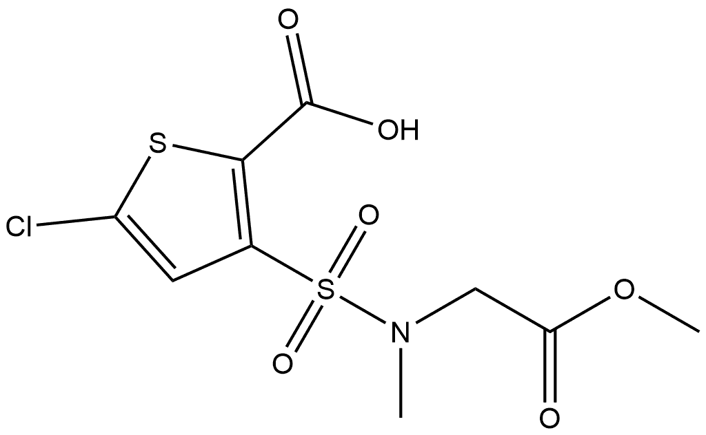 2-Thiophenecarboxylic acid, 5-chloro-3-[[(2-methoxy-2-oxoethyl)methylamino]sulfonyl]- Struktur