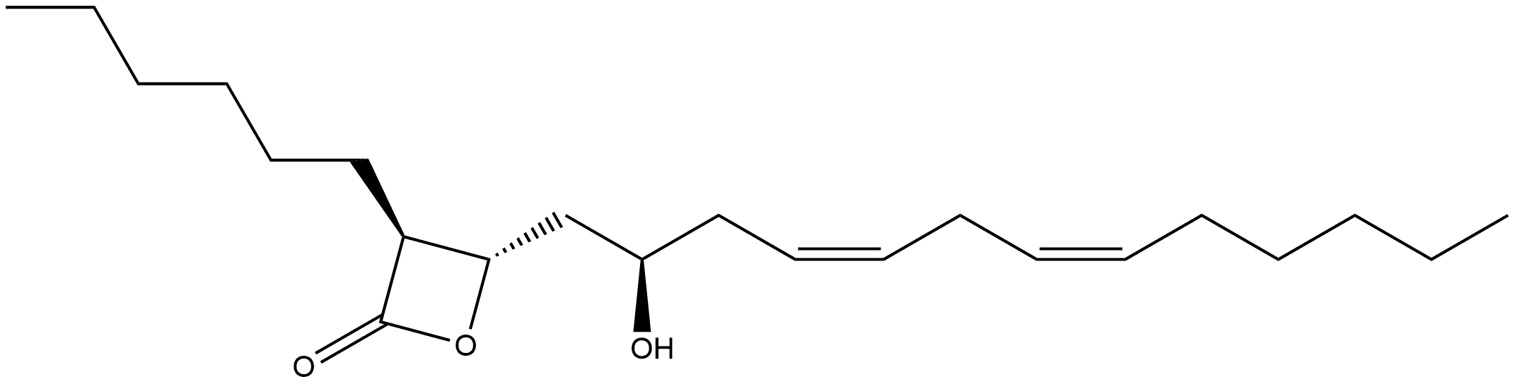 2-Oxetanone, 3-hexyl-4-(2-hydroxy-4,7-tridecadienyl)-, [3S-[3α,4β(2S*,4Z,7Z)]]- (9CI) Struktur