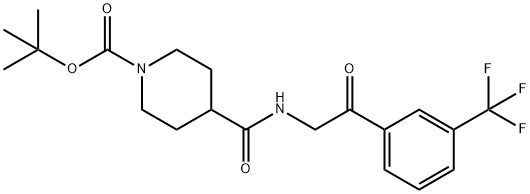 tert-Butyl 4-((2-oxo-2-(3-(trifluoromethyl)phenyl)ethyl)carbamoyl)piperidine-1-carboxylate Struktur