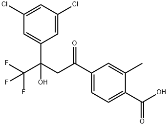 Benzoic acid, 4-[3-(3,5-dichlorophenyl)-4,4,4-trifluoro-3-hydroxy-1-oxobutyl]-2-methyl- Struktur