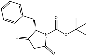 1-Pyrrolidinecarboxylic acid, 3,5-dioxo-2-(phenylmethyl)-, 1,1-dimethylethyl ester, (2S)- Struktur