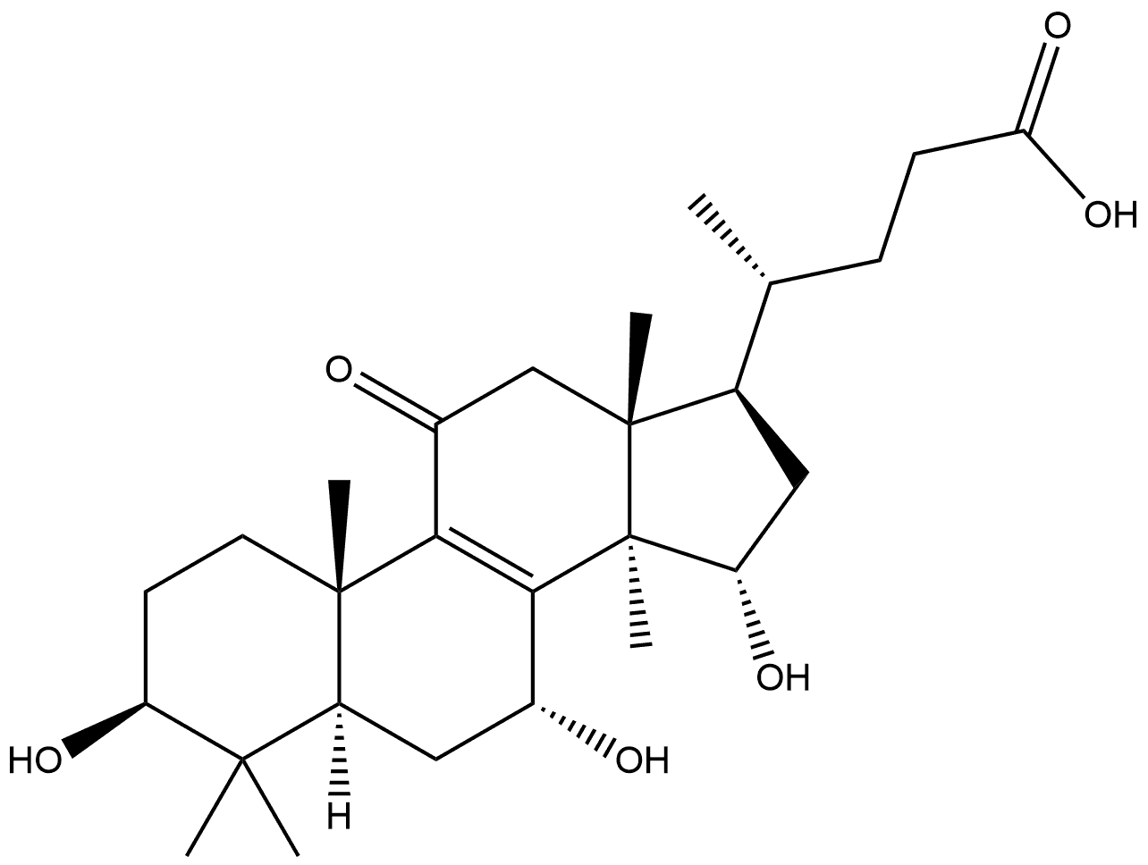 Chol-8-en-24-oic acid, 3,7,15-trihydroxy-4,4,14-trimethyl-11-oxo-, (3β,5α,7α,15α)- Struktur