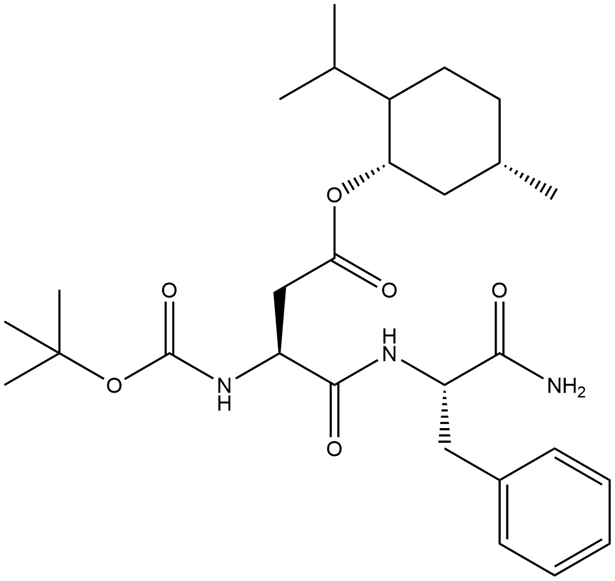 L-Phenylalaninamide, N-[(1,1-dimethylethoxy)carbonyl]-L-α-aspartyl-, 5-methyl-2-(1-methylethyl)cyclohexyl ester, [1R-(1α,2β,5α)]- (9CI) Struktur