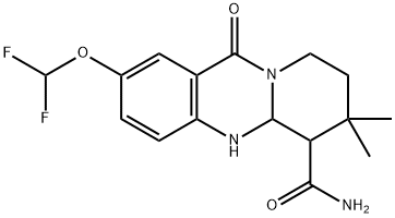 7H-Pyrido[2,1-b]quinazoline-6-carboxamide, 2-(difluoromethoxy)-5,5a,6,8,9,11-hexahydro-7,7-dimethyl-11-oxo- Struktur