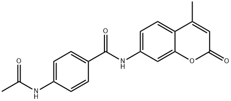 Benzamide, 4-(acetylamino)-N-(4-methyl-2-oxo-2H-1-benzopyran-7-yl)- Struktur