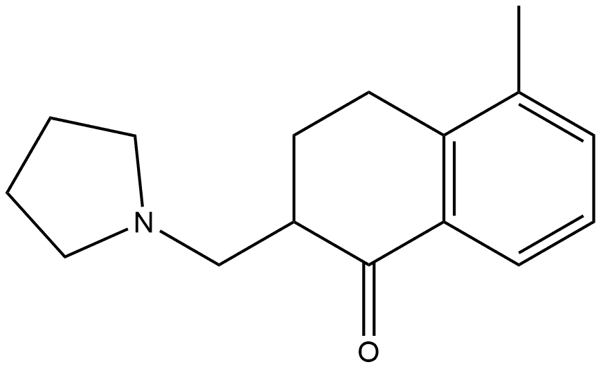 5-methyl-2-(pyrrolidin-1-ylmethyl)-3,4-dihydronaphthalen-1(2H)-one Struktur