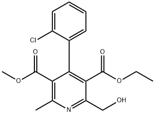 3,5-Pyridinedicarboxylic acid, 4-(2-chlorophenyl)-2-(hydroxymethyl)-6-methyl-, 3-ethyl 5-methyl ester Struktur