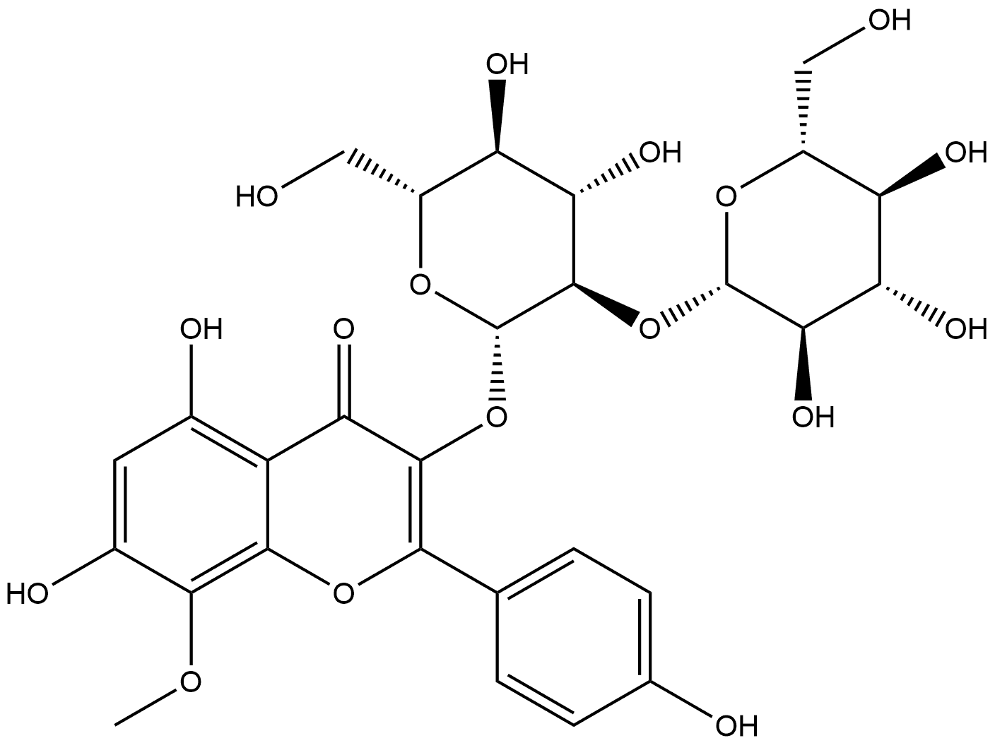 8-甲氧基草質(zhì)素-3-O-槐糖苷 結(jié)構(gòu)式