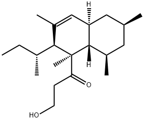 1-Propanone, 3-hydroxy-1-[(1R,2S,4aR,6S,8R,8aS)-1,2,4a,5,6,7,8,8a-octahydro-1,3,6,8-tetramethyl-2-[(1R)-1-methylpropyl]-1-naphthalenyl]- Struktur