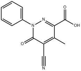 3-Pyridazinecarboxylic acid, 5-cyano-1,6-dihydro-4-methyl-6-oxo-1-phenyl- Struktur