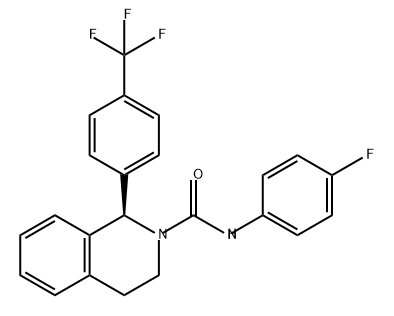 2(1H)-Isoquinolinecarboxamide, N-(4-fluorophenyl)-3,4-dihydro-1-[4-(trifluoromethyl)phenyl]-, (1R)- Struktur