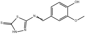 1,3,4-Thiadiazole-2(3H)-thione, 5-[[(4-hydroxy-3-methoxyphenyl)methylene]amino]- Structure