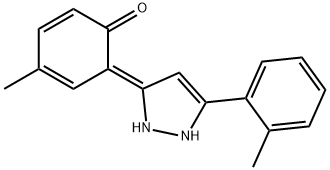 2,4-Cyclohexadien-1-one, 6-[1,2-dihydro-5-(2-methylphenyl)-3H-pyrazol-3-ylidene]-4-methyl-, (6E)- Struktur