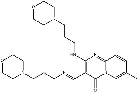 7-Methyl-2-(3-morpholin-4-ylpropylamino)-3-(3-morpholin-4-ylpropyliminomethyl)pyrido[1,2-a]pyrimidin-4-one Struktur