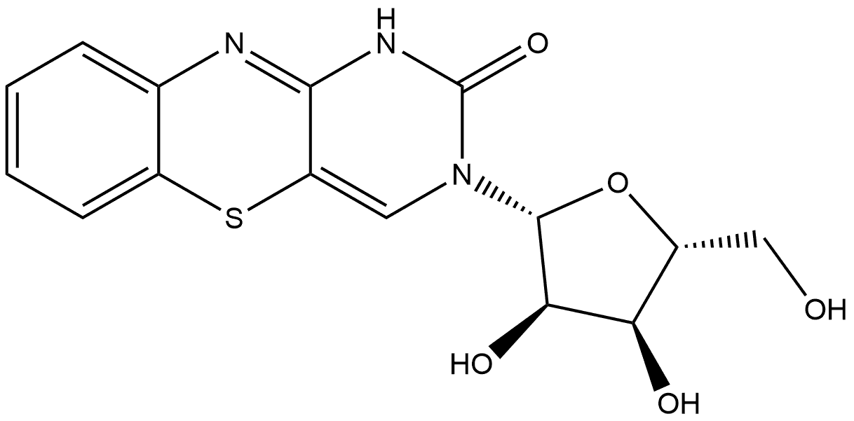 1H-Pyrimido[5,4-b][1,4]benzothiazin-2(3H)-one, 3-β-D-ribofuranosyl- Struktur