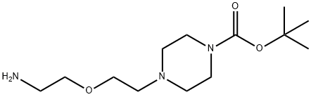 1-Piperazinecarboxylic acid, 4-[2-(2-aminoethoxy)ethyl]-, 1,1-dimethylethyl ester Struktur