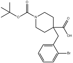 1,4-Piperidinedicarboxylic acid, 4-[(2-bromophenyl)methyl]-, 1-(1,1-dimethylethyl) ester Struktur