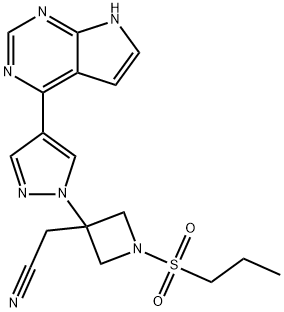 3-Azetidineacetonitrile, 1-(propylsulfonyl)-3-[4-(7H-pyrrolo[2,3-d]pyrimidin-4-yl)-1H-pyrazol-1-yl]- Struktur