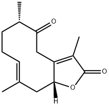 Cyclodeca[b]furan-2,5(4H,6H)-dione, 7,8,11,11a-tetrahydro-3,6,10-trimethyl-, (6S,9E,11aR)- Struktur