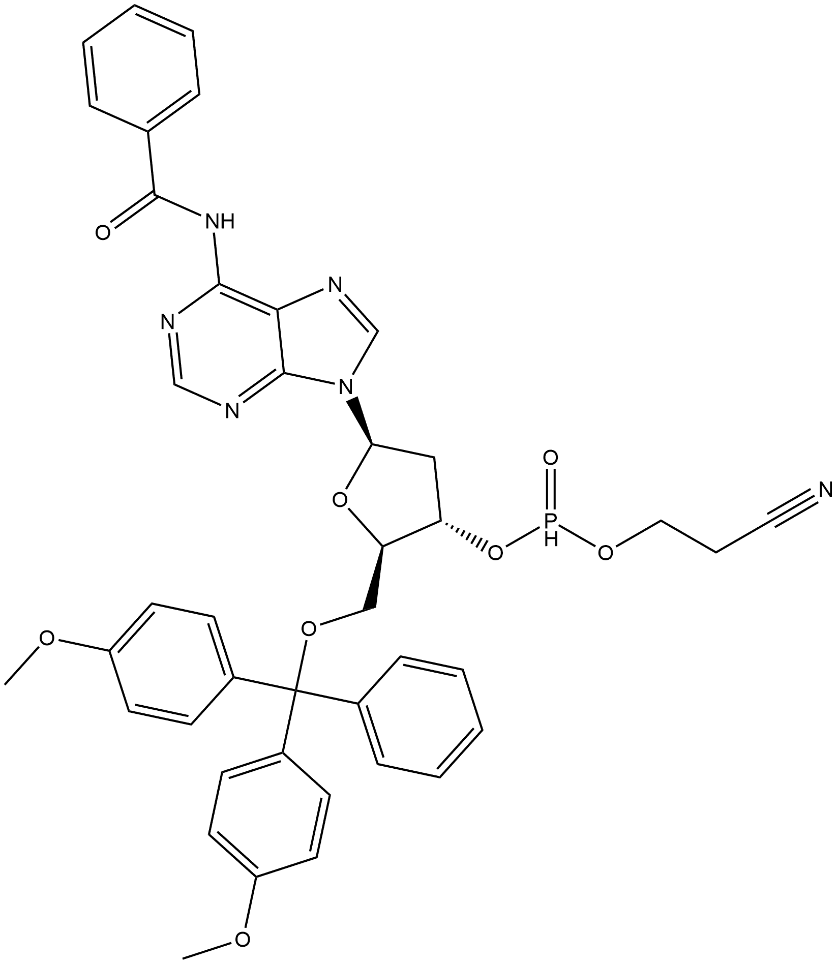 Adenosine, N-benzoyl-5'-O-[bis(4-methoxyphenyl)phenylmethyl]-2'-deoxy-, 3'-(2-cyanoethyl phosphonate) (9CI)