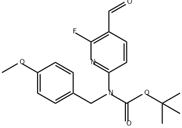 Carbamic acid, N-(6-fluoro-5-formyl-2-pyridinyl)-N-[(4-methoxyphenyl)methyl]-, 1,1-dimethylethyl ester Struktur