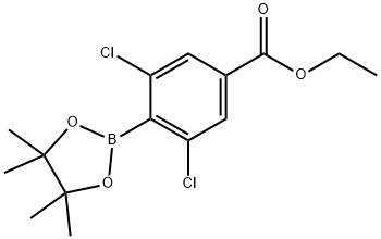 Benzoic acid, 3,5-dichloro-4-(4,4,5,5-tetramethyl-1,3,2-dioxaborolan-2-yl)-, ethyl ester Struktur