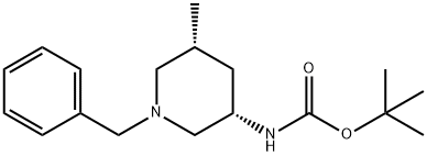 Carbamic acid, N-[(3S,5R)-5-methyl-1-(phenylmethyl)-3-piperidinyl]-, 1,1-dimethylethyl ester Struktur