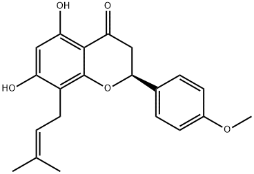 4H-1-Benzopyran-4-one, 2,3-dihydro-5,7-dihydroxy-2-(4-methoxyphenyl)-8-(3-methyl-2-buten-1-yl)-, (2S)- Struktur