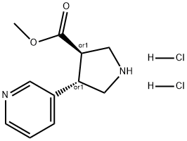 3-Pyrrolidinecarboxylic acid, 4-(3-pyridinyl)-, methyl ester, hydrochloride (1:2), (3R,4S)-rel- Struktur