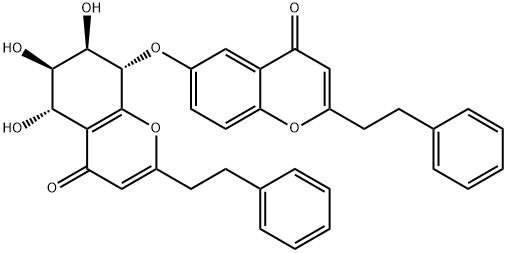 4H-1-Benzopyran-4-one, 5,6,7,8-tetrahydro-5,6,7-trihydroxy-8-[[4-oxo-2-(2-phenylethyl)-4H-1-benzopyran-6-yl]oxy]-2-(2-phenylethyl)-, (5S,6R,7R,8S)- Struktur